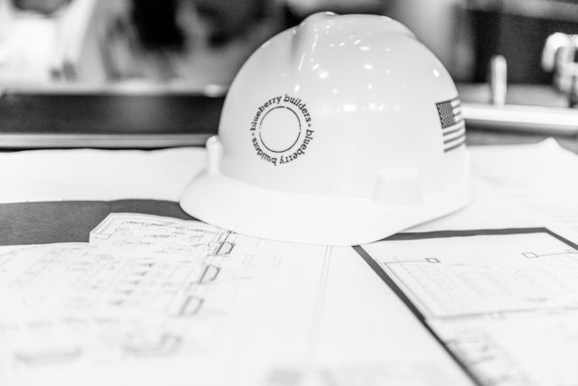 Blueberry Team hard hat. The team at Blueberry Builders is redesigning construction management, general contracting and design build services in NYC.