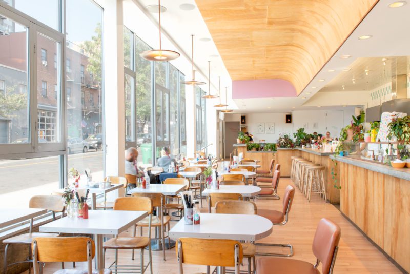 Custom wood millwork and interior finishes inside Gertie restaurant in Williamsburg New York Source: Blueberry Builders. Photo: Caryn Leigh.