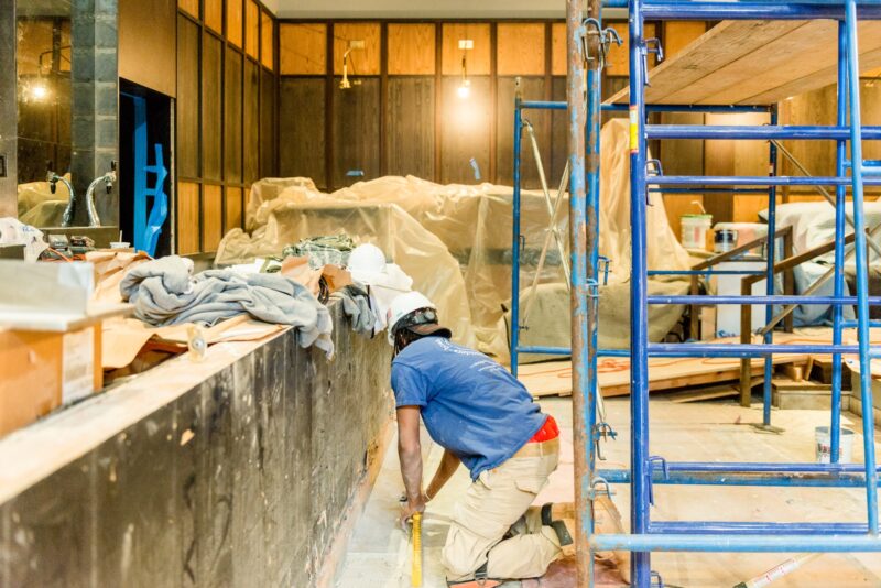 Contractor working in commercial buildout